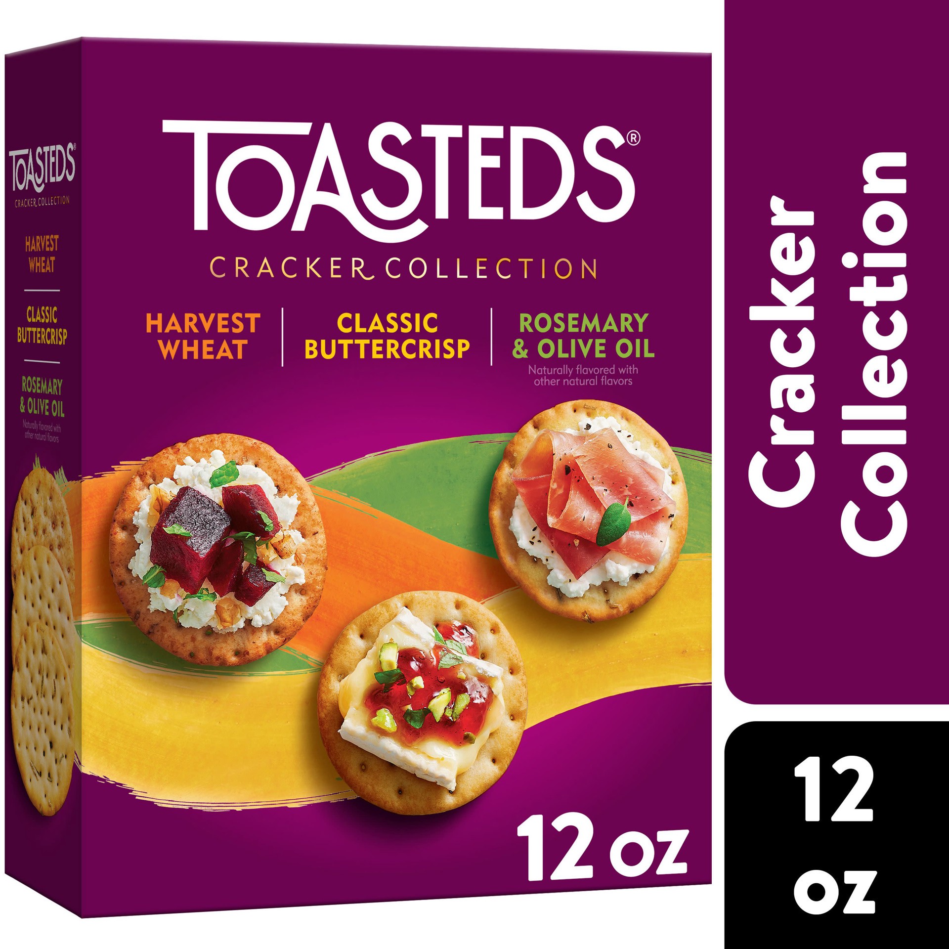 slide 1 of 5, Toasteds Crackers, Cracker Collection, Lunch Snacks, Variety Pack, 12oz Box, 1 Box, 12 oz