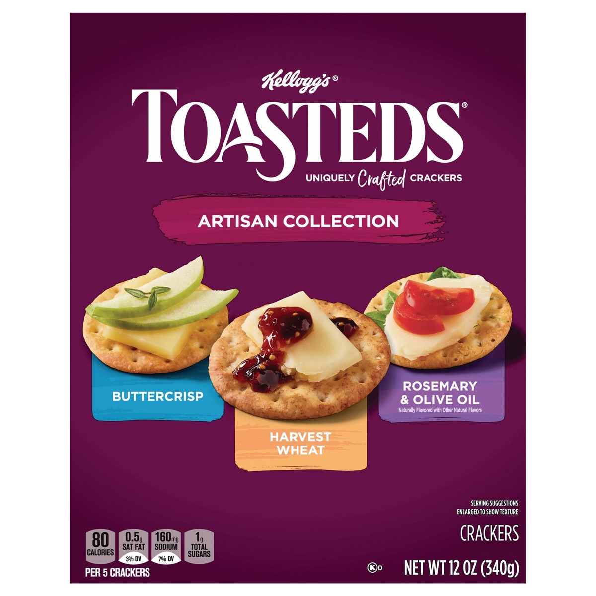 slide 1 of 5, Kellogg's Toasteds Crackers, Variety Pack, 12 oz, 12 oz