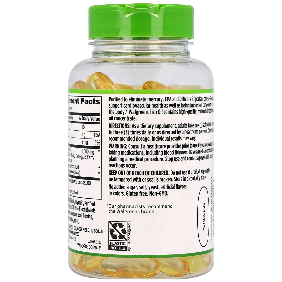 slide 3 of 5, Walgreens Fish Oil 1000 mg with 300 mg Omega-3 Softgels, 100 ct