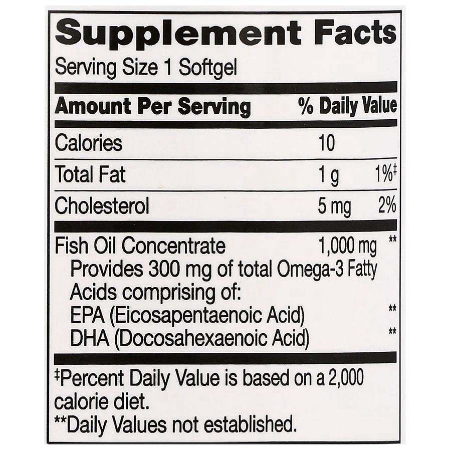 slide 5 of 5, Walgreens Fish Oil 1000 mg with 300 mg Omega-3 Softgels, 100 ct