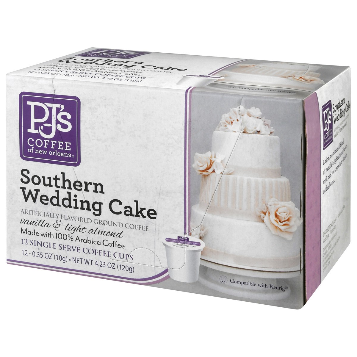 slide 2 of 4, PJ's Coffee of New Orleans Single Serve Cups Ground Southern Wedding Cake Coffee 12 ea, 12 ct