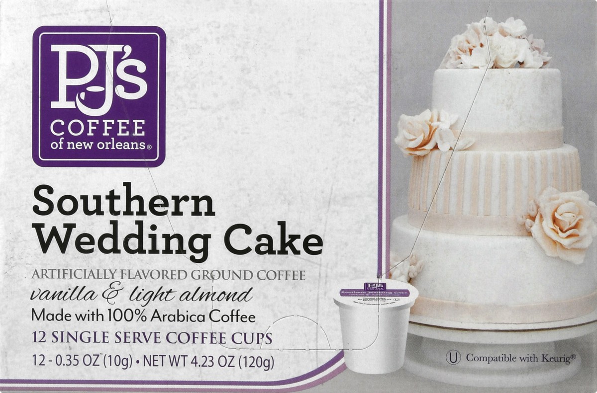 slide 1 of 4, PJ's Coffee of New Orleans Single Serve Cups Ground Southern Wedding Cake Coffee 12 ea, 12 ct