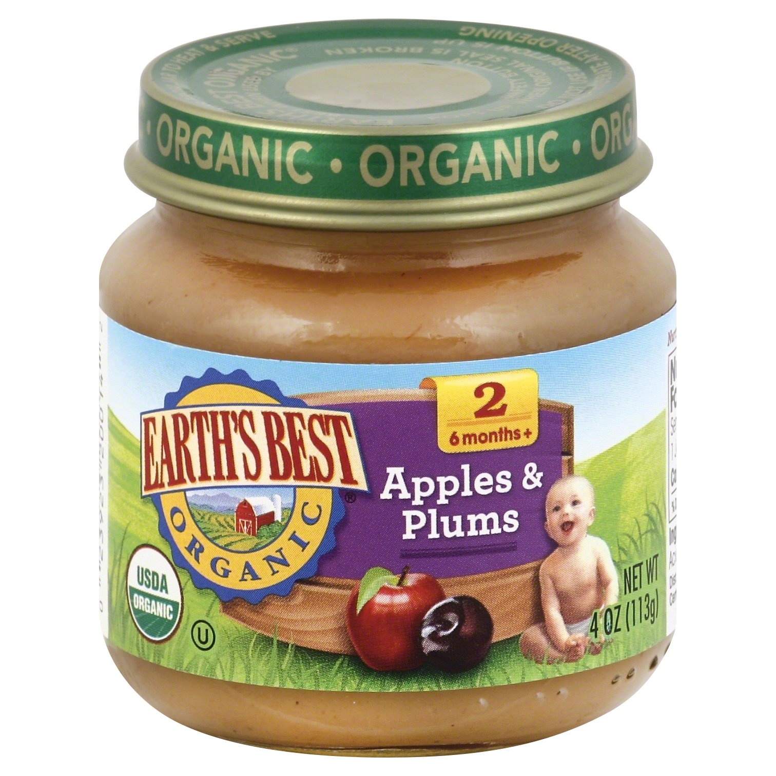 slide 1 of 1, Earth's Best Organic Stage 2 Apples & Plums, 4 oz