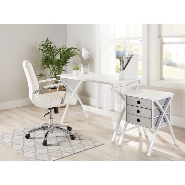 slide 4 of 10, Realspace X-Cross 48""W Computer Desk With File Cabinet, White, 1 ct