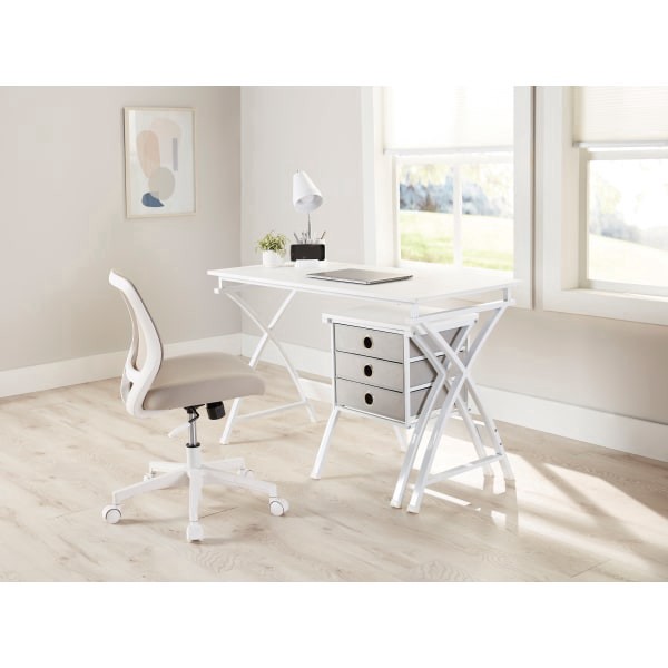 slide 10 of 10, Realspace X-Cross 48""W Computer Desk With File Cabinet, White, 1 ct