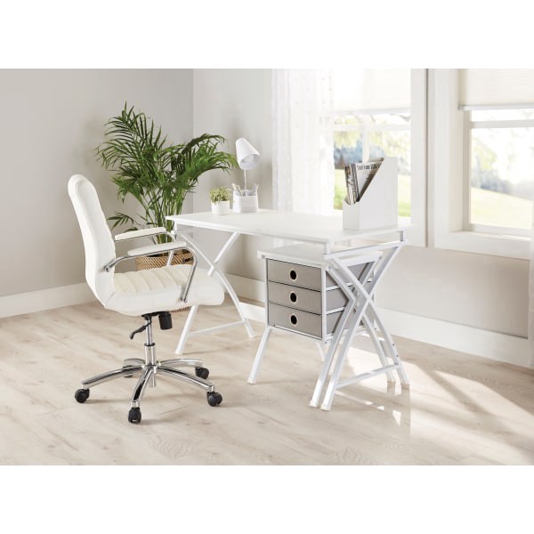 slide 7 of 10, Realspace X-Cross 48""W Computer Desk With File Cabinet, White, 1 ct