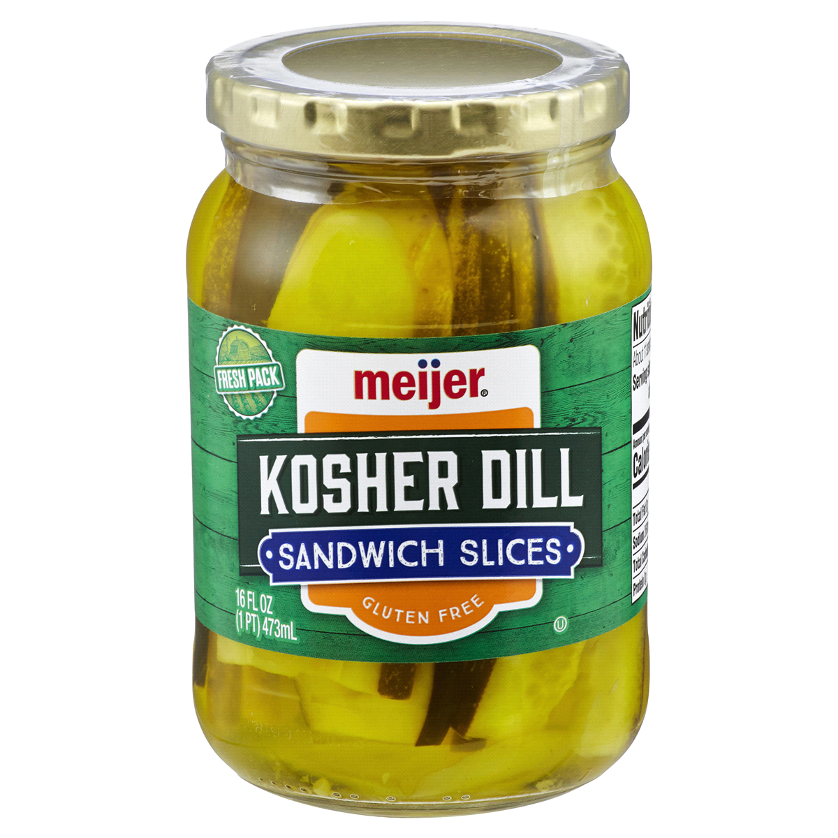 slide 1 of 1, Meijer Kosher Dill Sandwich Slices, 16 oz