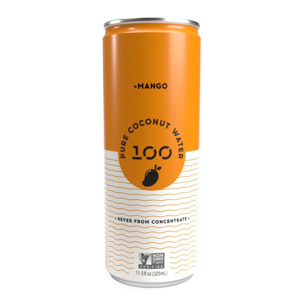 slide 1 of 1, 100 Coconuts Pure Coconut Water With Mango 11oz, 11 fl oz