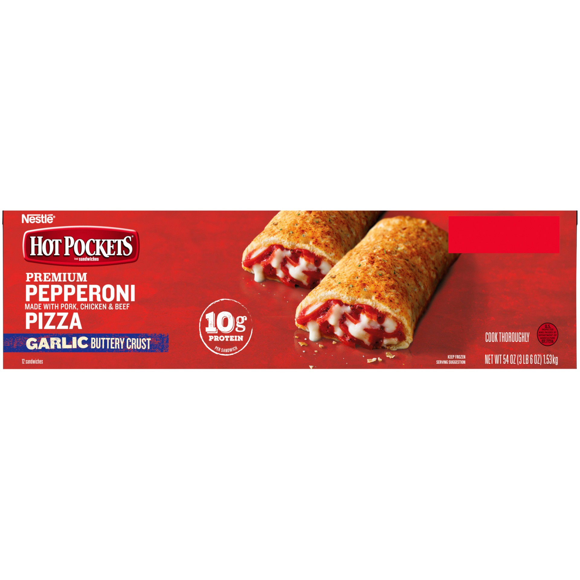 slide 10 of 10, Hot Pockets Pepperoni Pizza Garlic Buttery Crust Frozen Snacks, Pizza Snack Made with Reduced Fat Mozzarella Cheese, 1 Count Frozen Sandwich, 4.5 oz