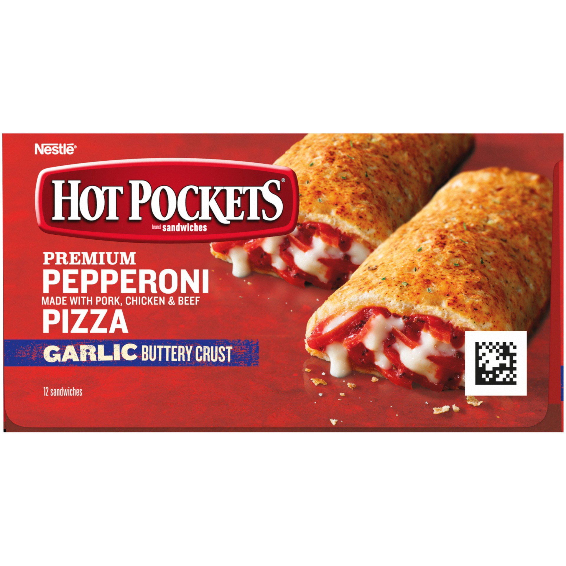 slide 2 of 10, Hot Pockets Pepperoni Pizza Garlic Buttery Crust Frozen Snacks, Pizza Snack Made with Reduced Fat Mozzarella Cheese, 1 Count Frozen Sandwich, 4.5 oz