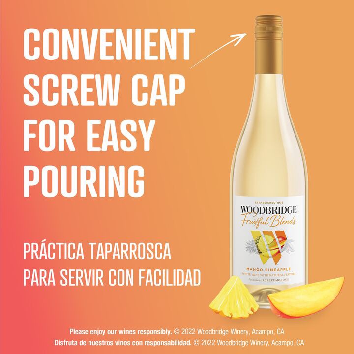 slide 4 of 6, Woodbridge by Robert Mondavi Fruitful Blends Mango Pineapple White Wine by Robert Mondavi, 750 mL Bottle, 750 ml