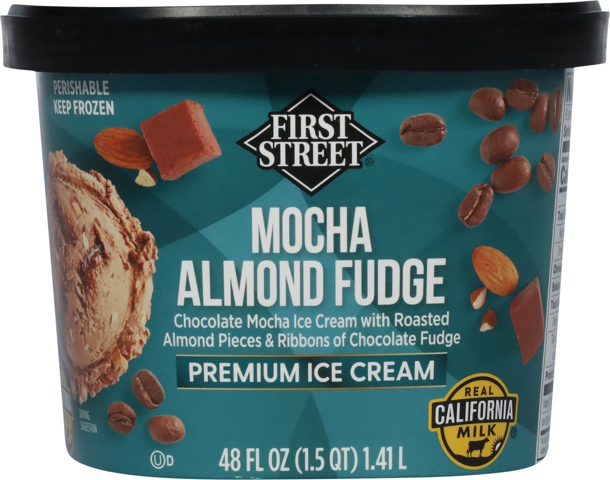 slide 12 of 14, First Street Fs/Cr Mocha Almond Fudge Ice Cream, 48 oz