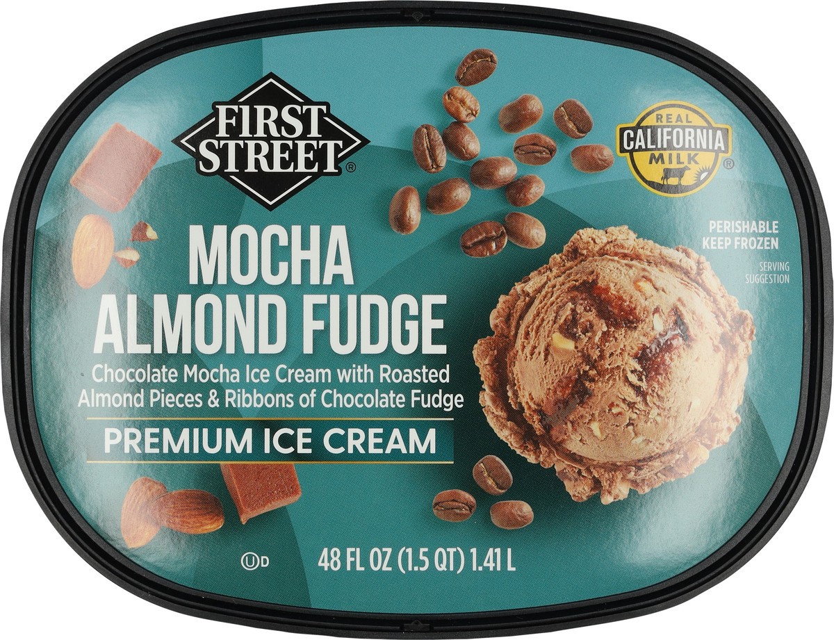 slide 8 of 14, First Street Fs/Cr Mocha Almond Fudge Ice Cream, 48 oz