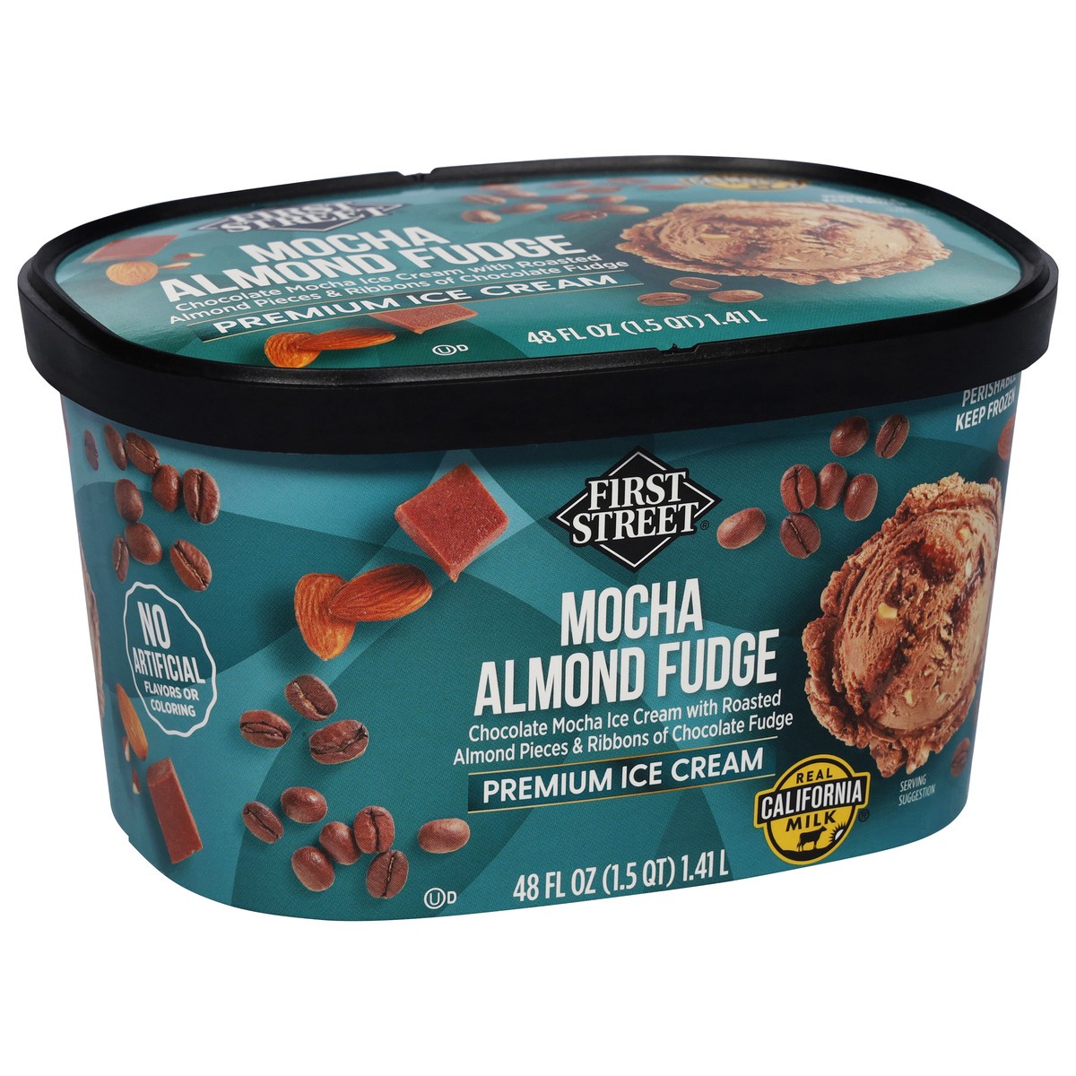 slide 10 of 14, First Street Fs/Cr Mocha Almond Fudge Ice Cream, 48 oz