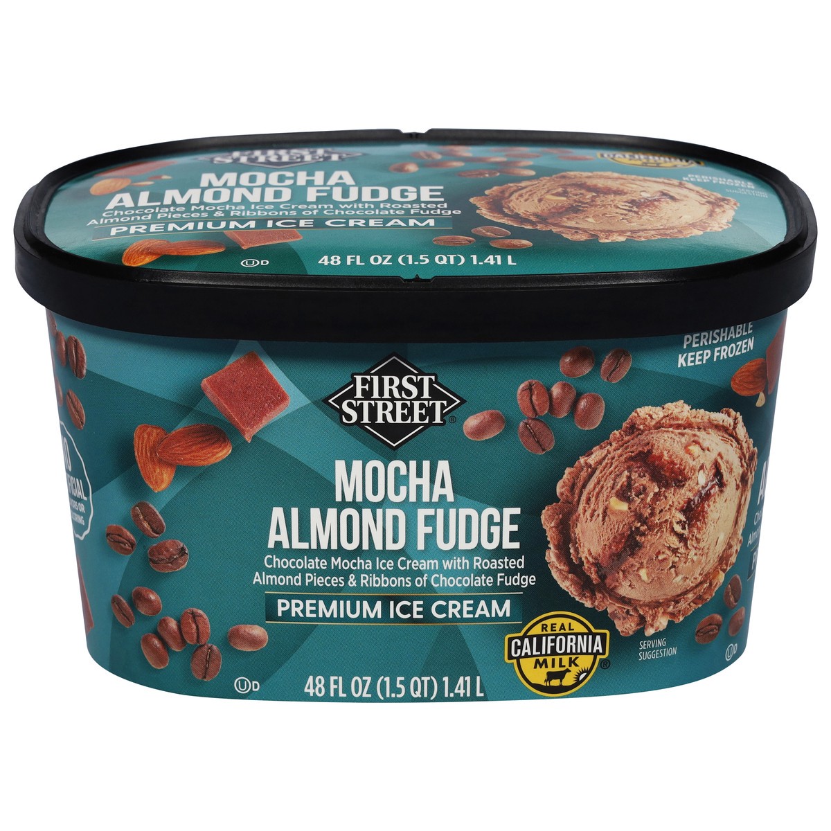 slide 2 of 14, First Street Fs/Cr Mocha Almond Fudge Ice Cream, 48 oz