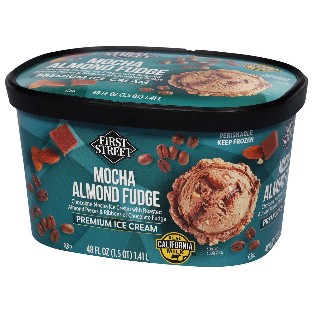 slide 3 of 14, First Street Fs/Cr Mocha Almond Fudge Ice Cream, 48 oz