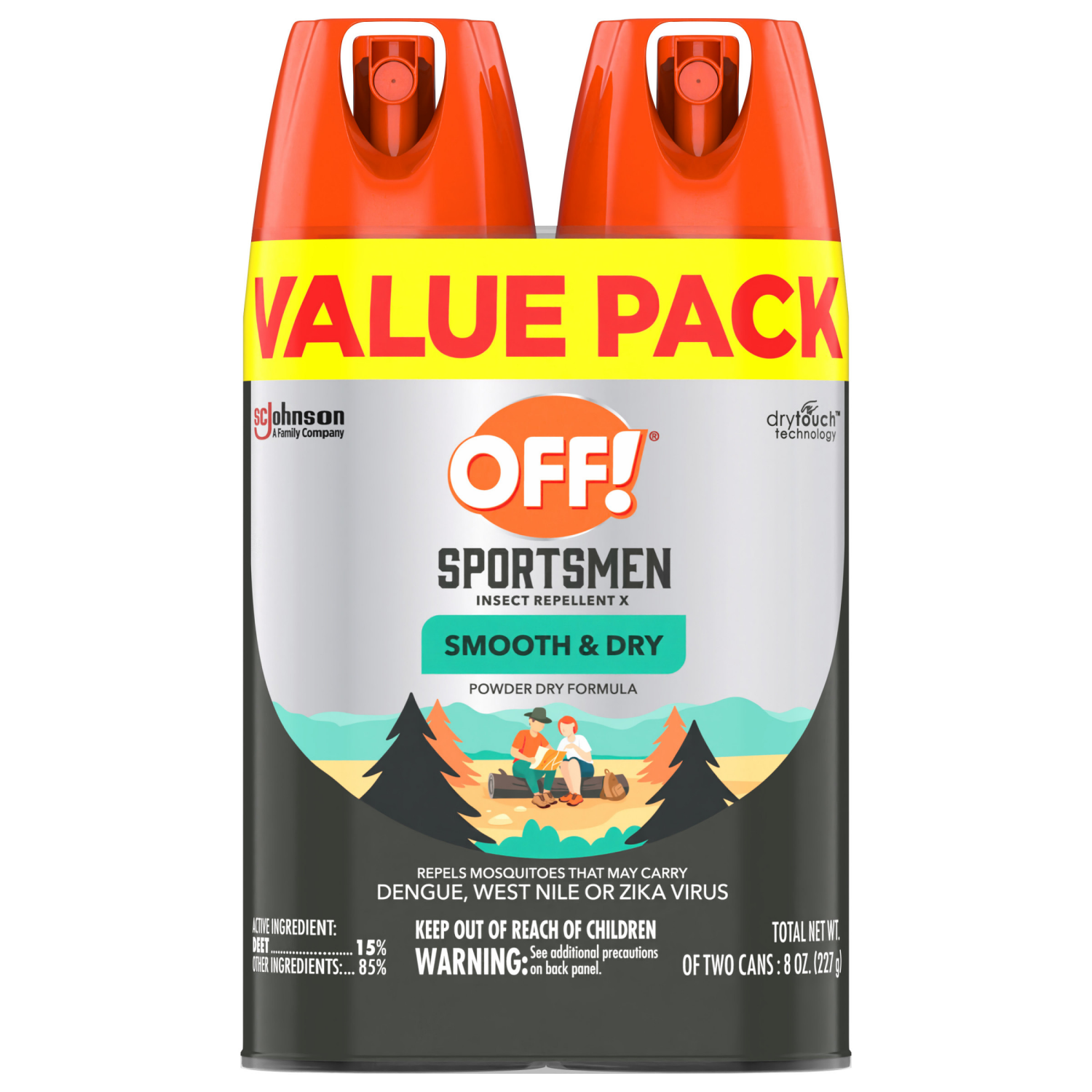 slide 1 of 8, Off! Sportsmen Smooth & Dry Insect Repellent I, Powder Dry Formula Mosquito Spray, 4 oz, 2 Count, 2 ct; 4 oz