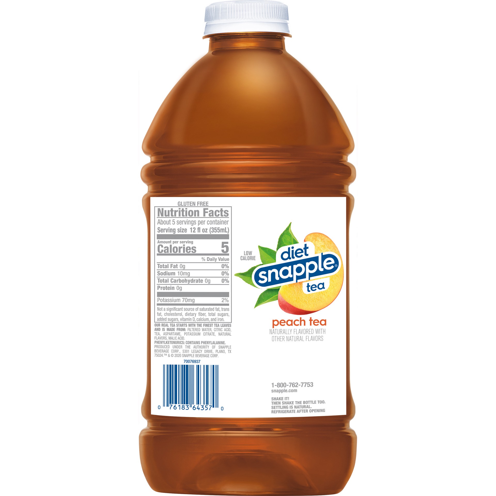 slide 2 of 8, Snapple Zero Sugar Peach Tea, 64 fl oz bottle, 64 fl oz