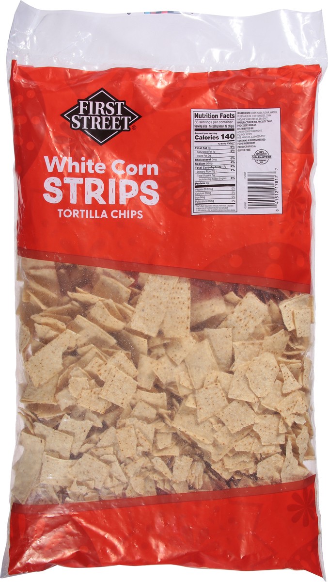 slide 5 of 13, First Street White Tortilla Strips, 56 oz