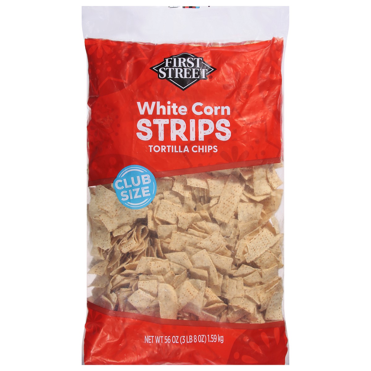 slide 1 of 13, First Street White Tortilla Strips, 56 oz