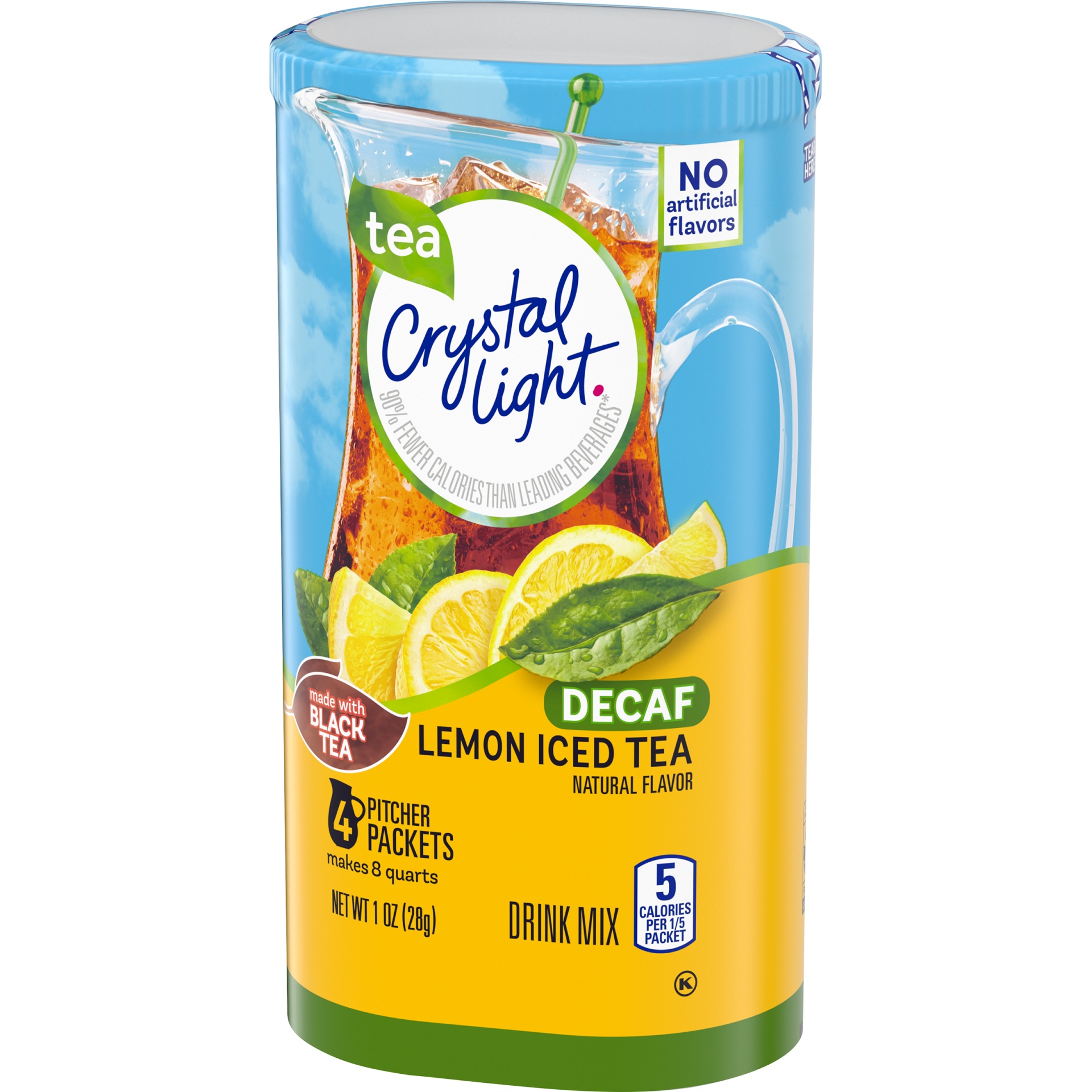 slide 7 of 10, Crystal Light Decaf Lemon Iced Tea Naturally Flavored Powdered Drink Mix Pitcher, 4 ct; 1 oz