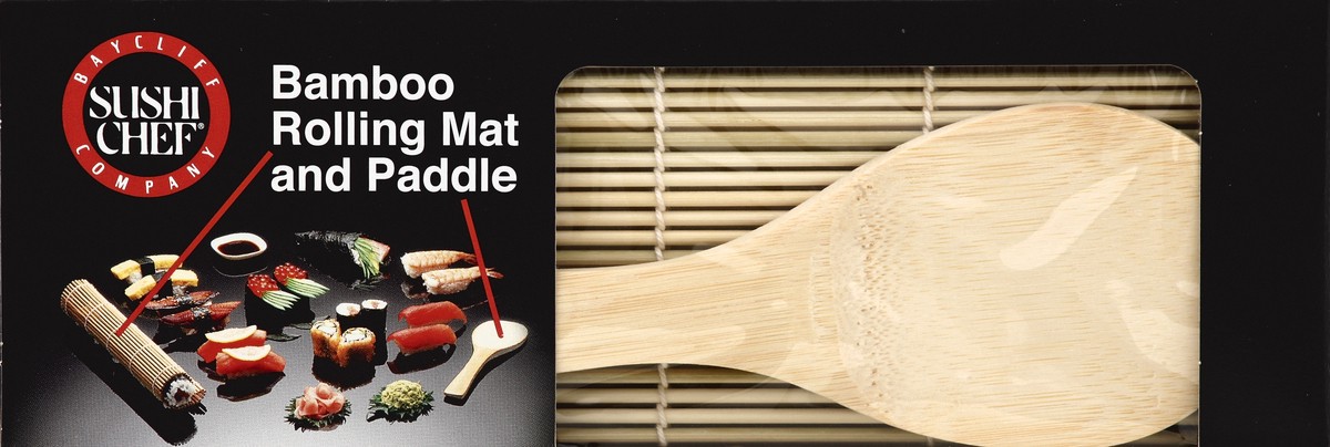 slide 1 of 4, Sushi Chef Bamboo Rolling Mat And Paddle, 1 ct