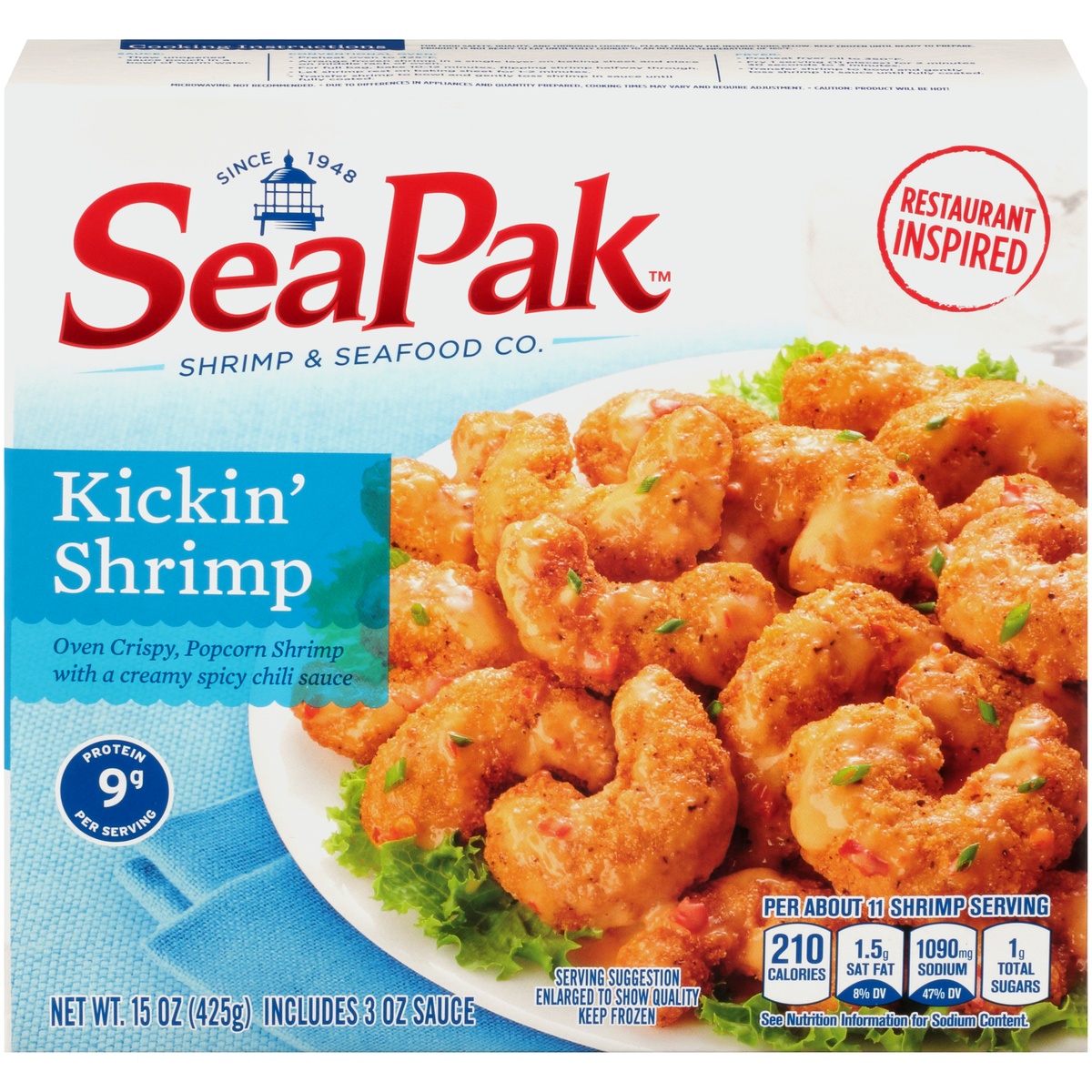 slide 1 of 8, SeaPak Salt and Pepper Popcorn Shrimp, 15 oz