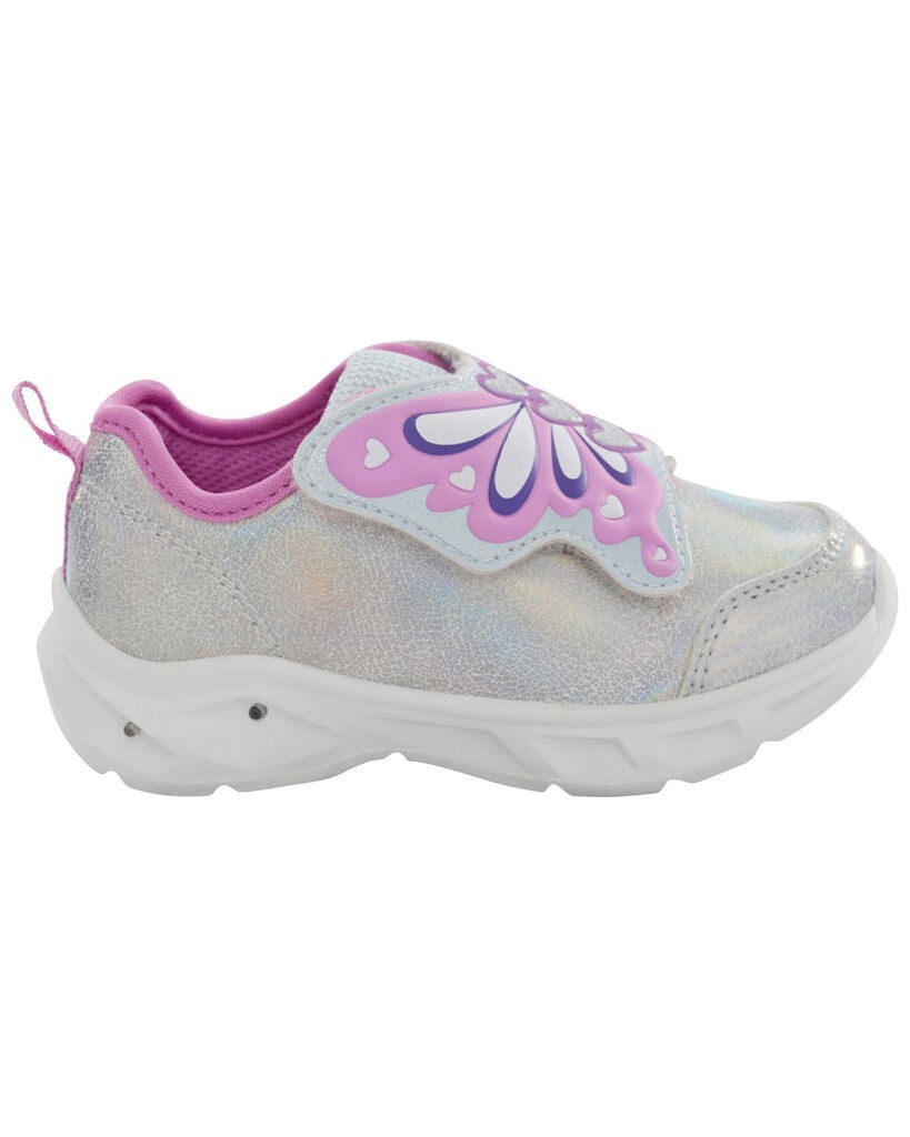 slide 3 of 7, Carter's Toddler Butterfly Light-Up Sneakers Grey 12, 1 ct