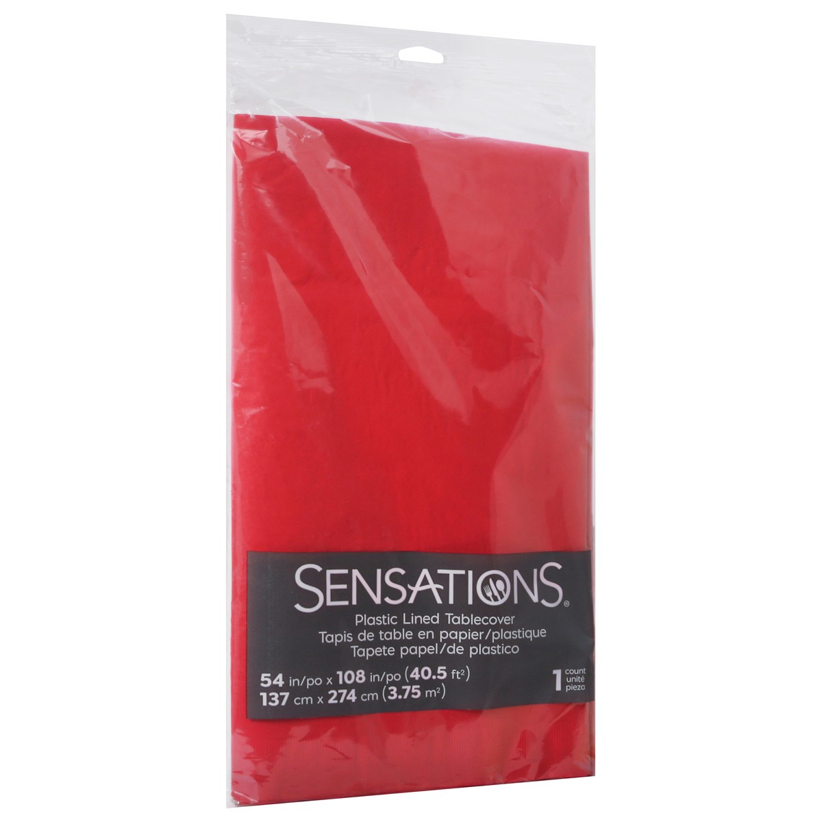 slide 3 of 10, Sensations Classic Red Plastic Lined Tablecover 1 ea, 1 ct