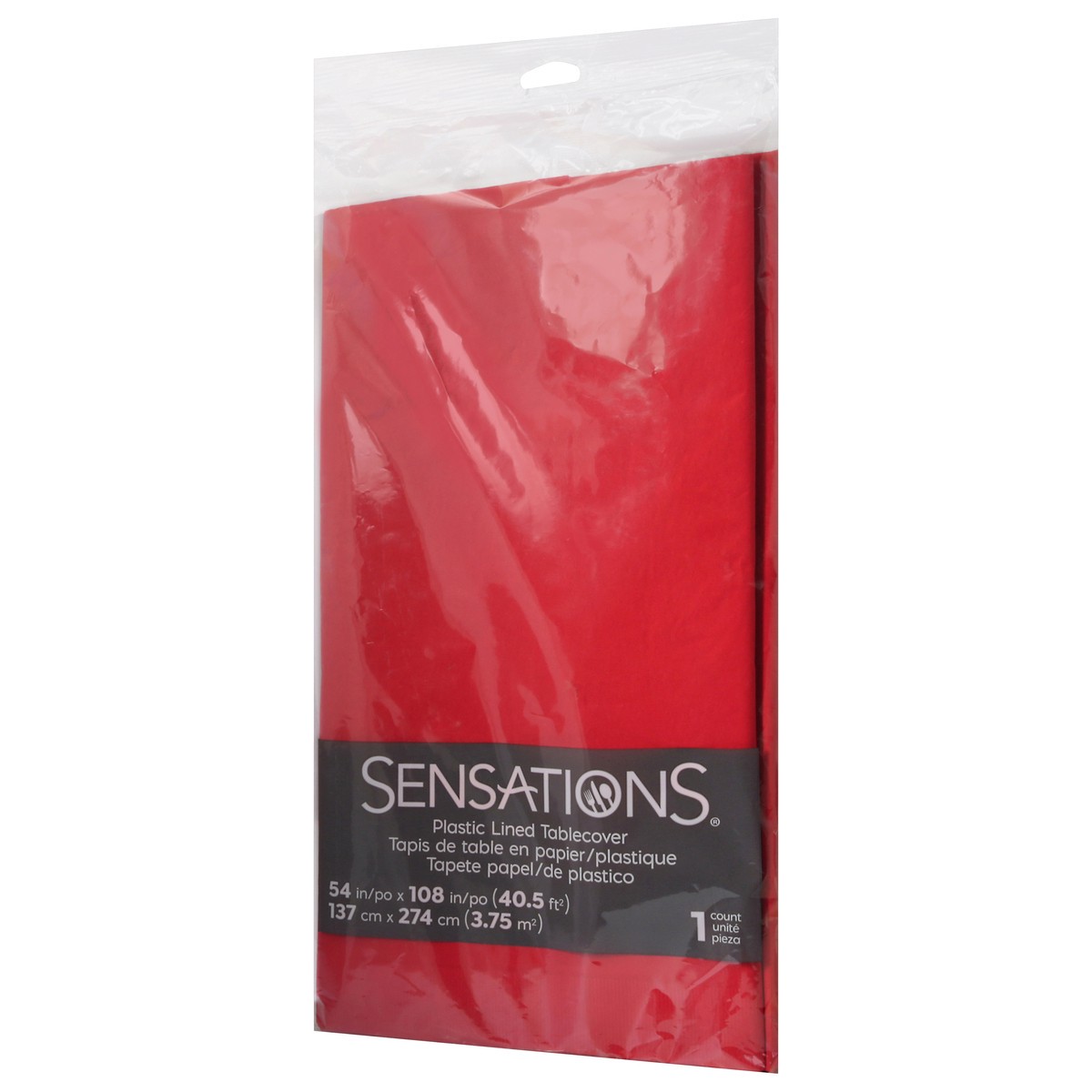 slide 7 of 10, Sensations Classic Red Plastic Lined Tablecover 1 ea, 1 ct