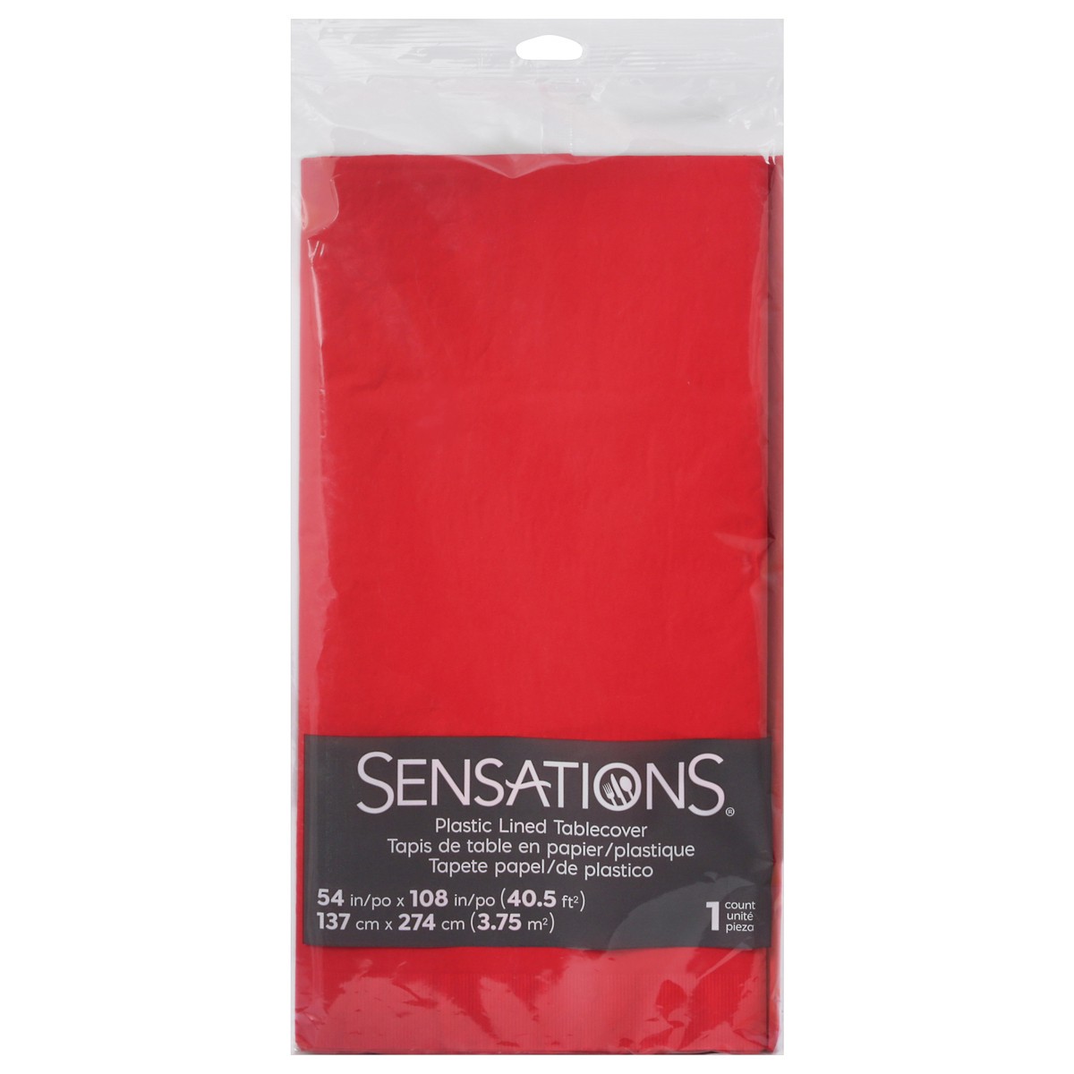 slide 1 of 10, Sensations Classic Red Plastic Lined Tablecover 1 ea, 1 ct