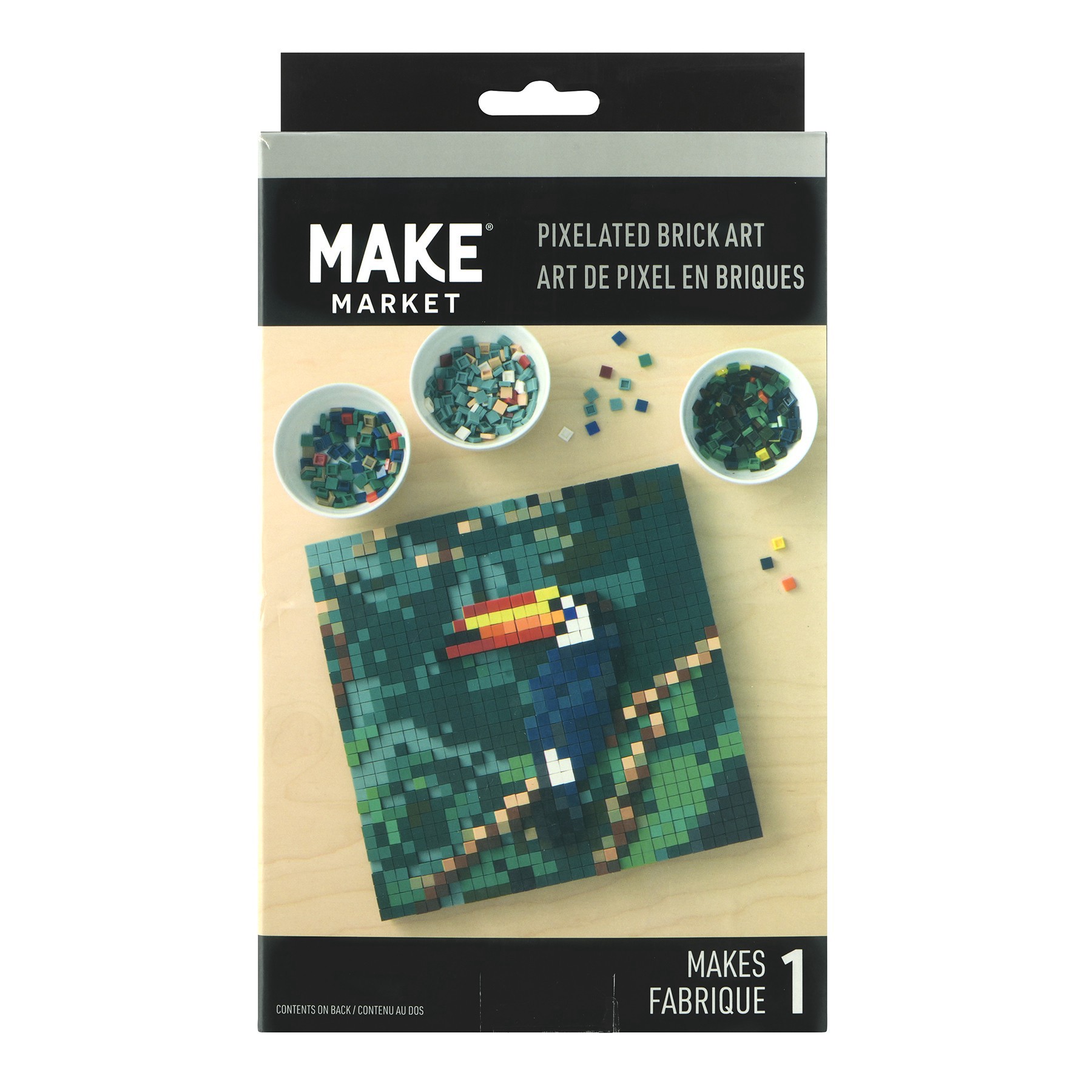 slide 4 of 6, 10" X 10" Toucan Pixelated Brick Art Kit By Make Market, 10 in x 10 in