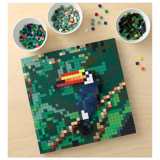 slide 1 of 6, 10" X 10" Toucan Pixelated Brick Art Kit By Make Market, 10 in x 10 in