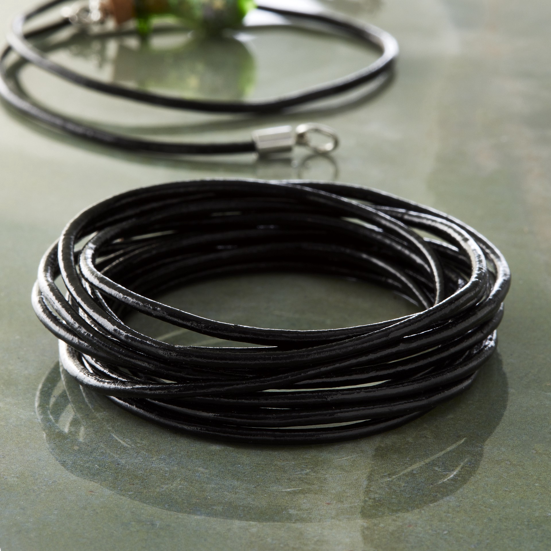 slide 3 of 3, Black Leather Cord By Bead Landing, 2 mm