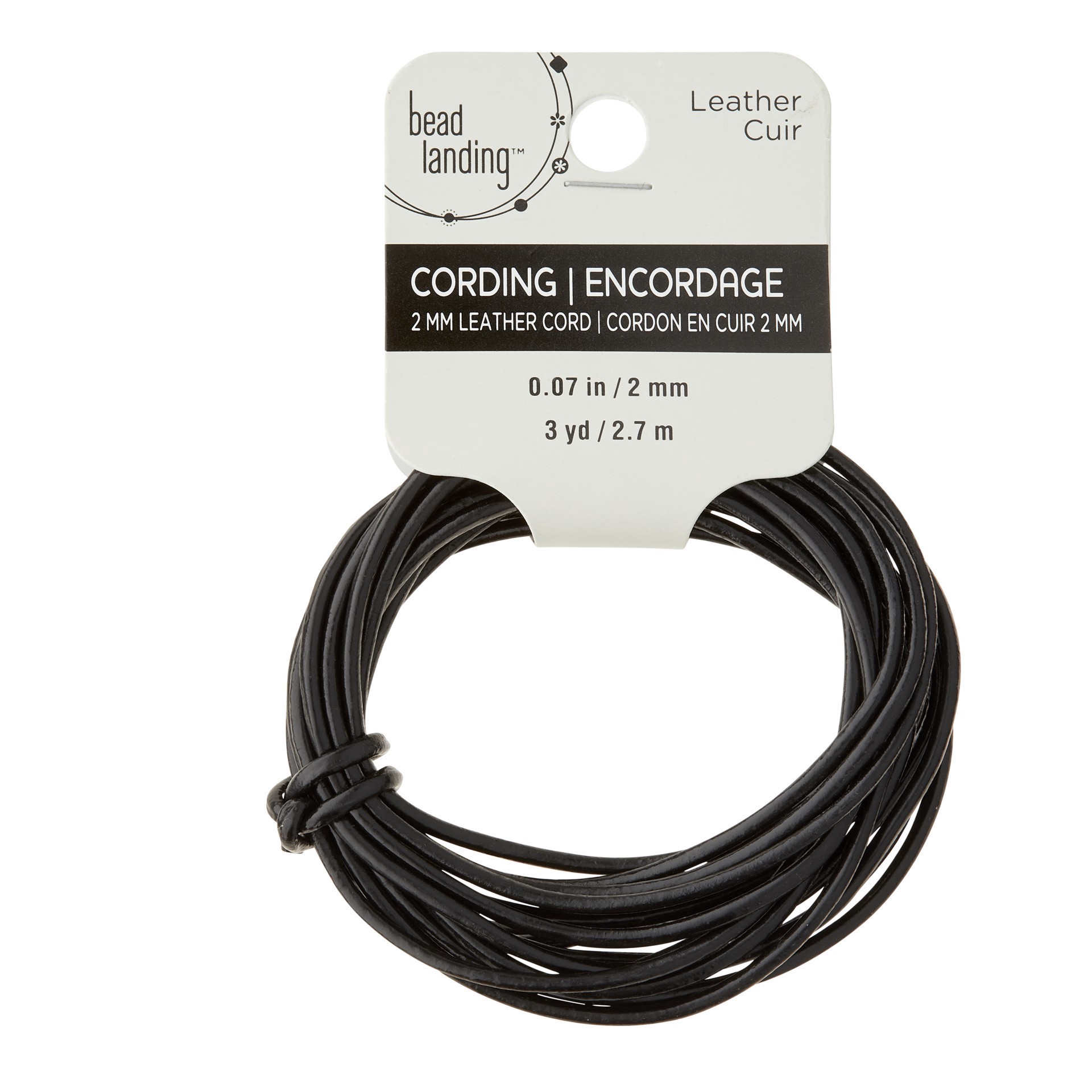 slide 2 of 3, Black Leather Cord By Bead Landing, 2 mm