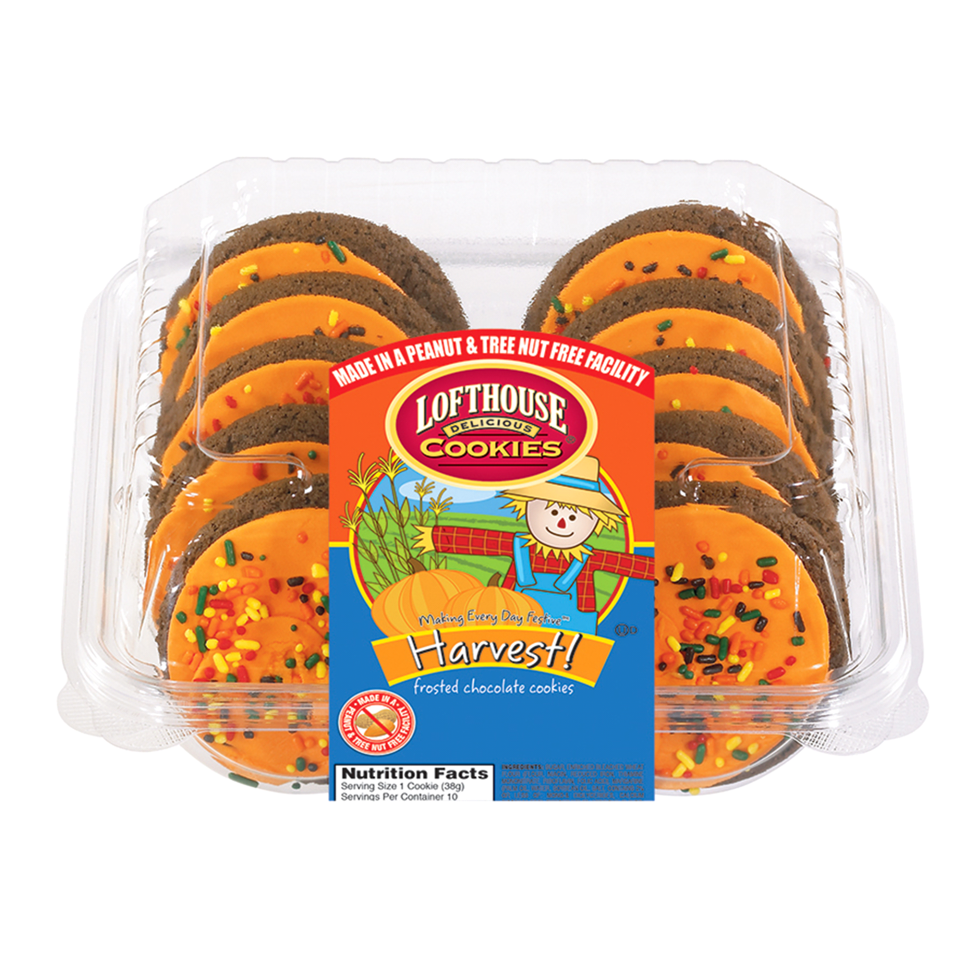 slide 1 of 1, Lofthouse Orange Frosted Sugar Chocolate Cookies, 10 Count, 13.5 oz