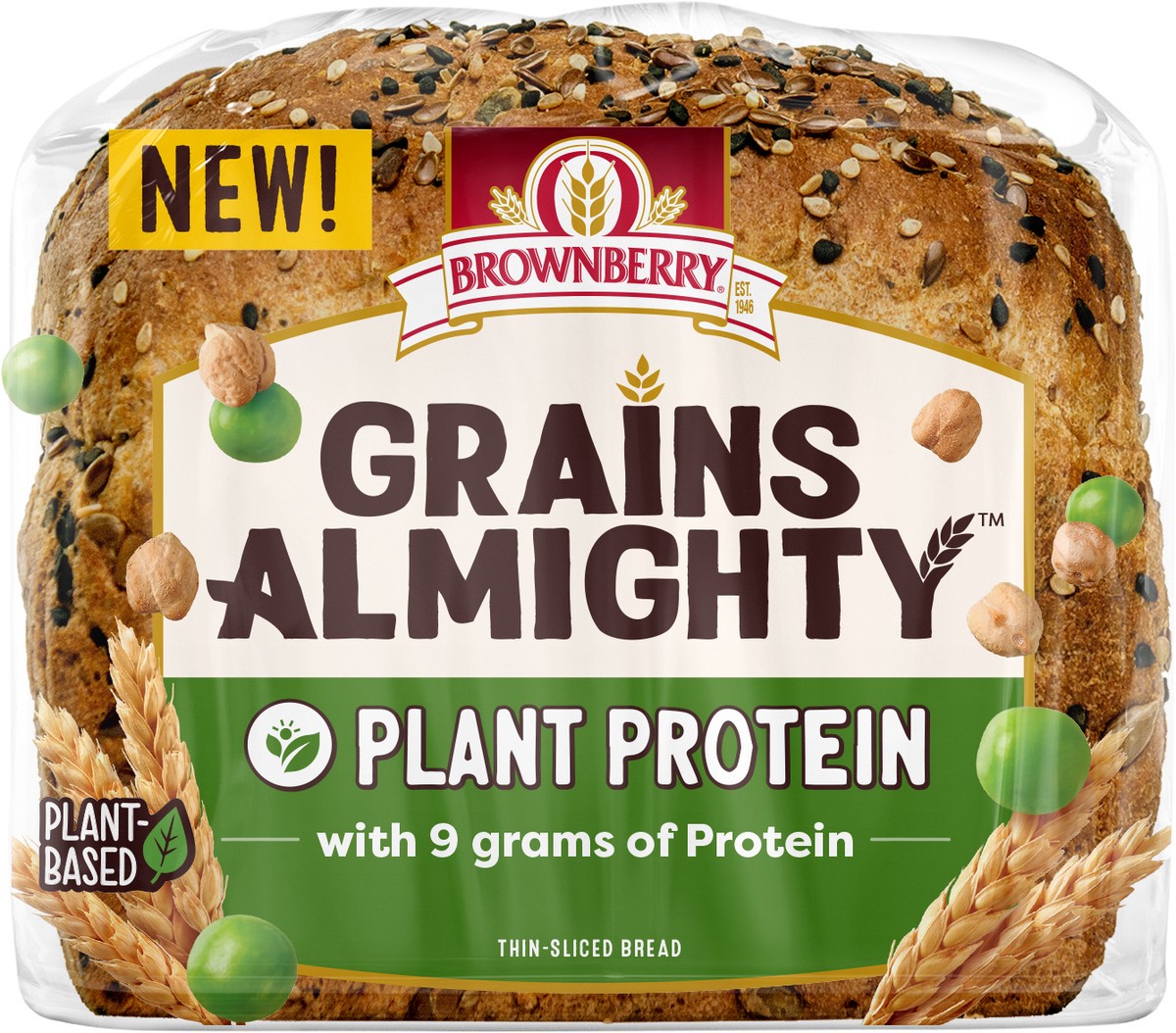 slide 2 of 9, Brownberry Grains Almighty Plant Protein Thin Sliced Bread, 20 oz, 20 oz