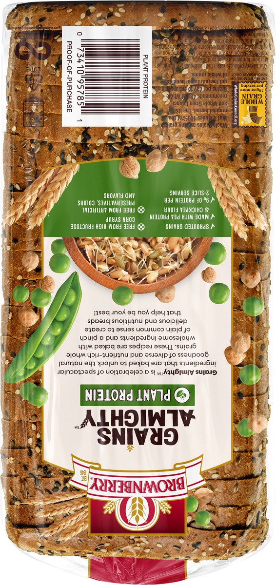 slide 4 of 9, Brownberry Grains Almighty Plant Protein Thin Sliced Bread, 20 oz, 20 oz