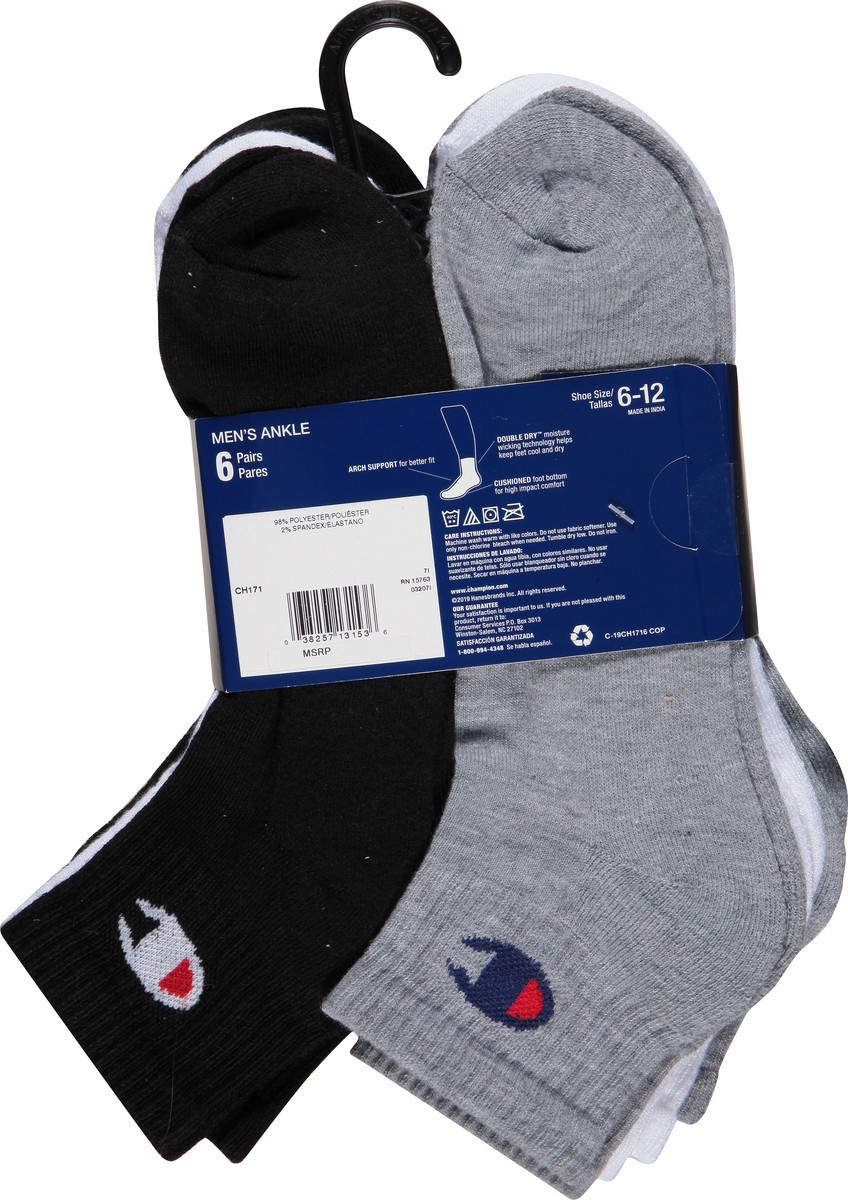 slide 7 of 9, Champion Inline Ankle Sock, 6 pair