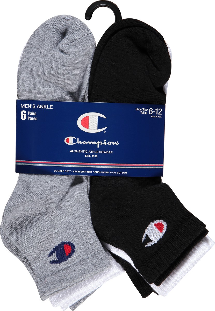 slide 4 of 9, Champion Inline Ankle Sock, 6 pair