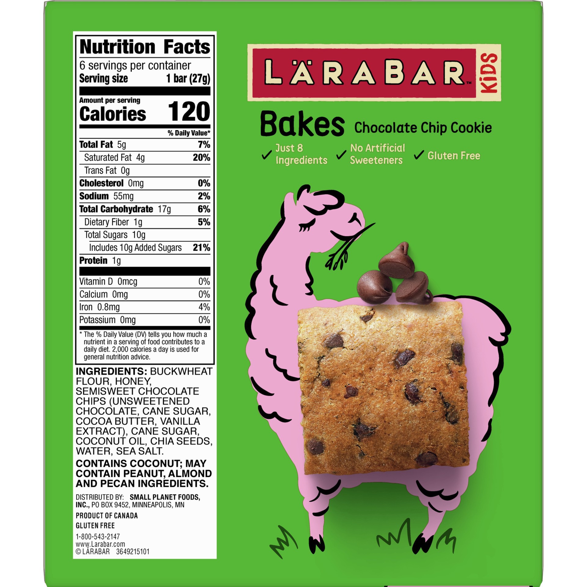 slide 13 of 21, LÄRABAR Kids, Bakes Chocolate Chip Cookie, Gluten Free Snack Bars, 6 Ct, 5.76 oz, 6 ct; 0.96 oz