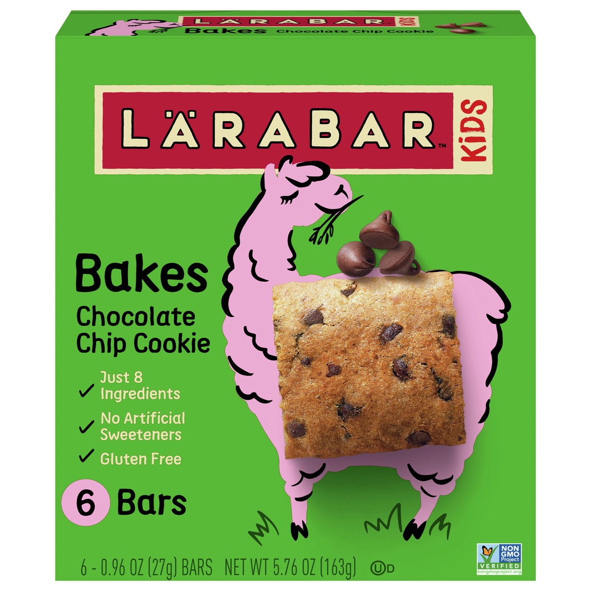 slide 1 of 21, LÄRABAR Kids, Bakes Chocolate Chip Cookie, Gluten Free Snack Bars, 6 Ct, 5.76 oz, 6 ct; 0.96 oz