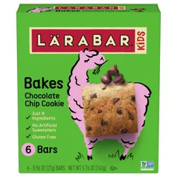 LÄRABAR Kids Bakes Chocolate Chip Cookie Gluten Free Bars, 5.76 oz, 6 Ct