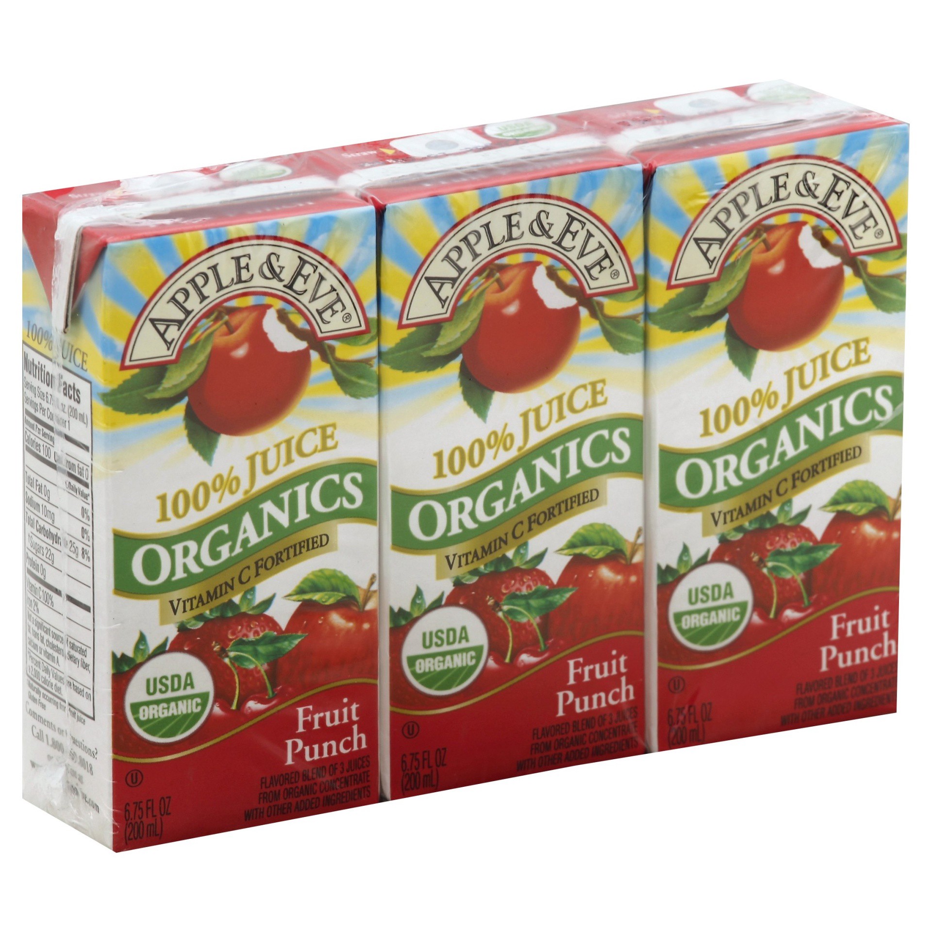 slide 1 of 8, Apple & Eve Organics 100% Juice Fruit Punch, 3 ct