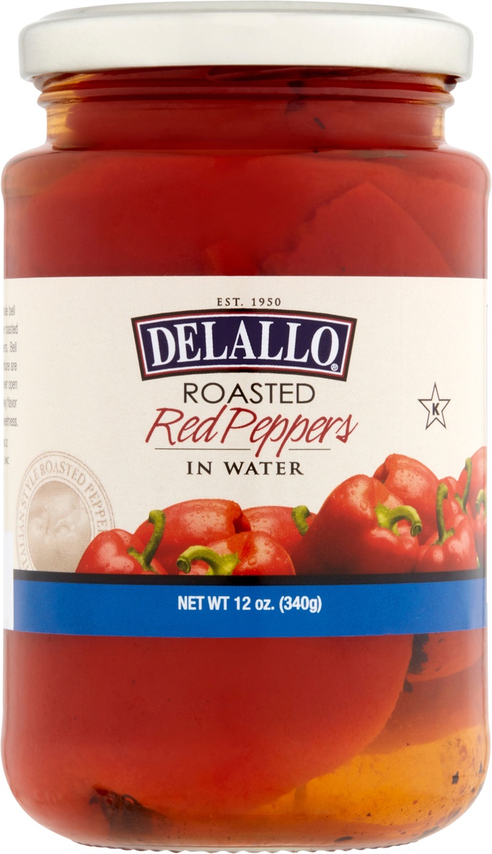 slide 7 of 9, DeLallo Roasted Red Peppers, 12 oz