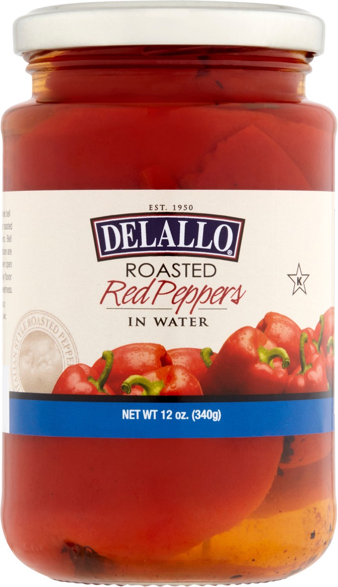 slide 1 of 11, DeLallo Roasted Red Peppers, 12 oz