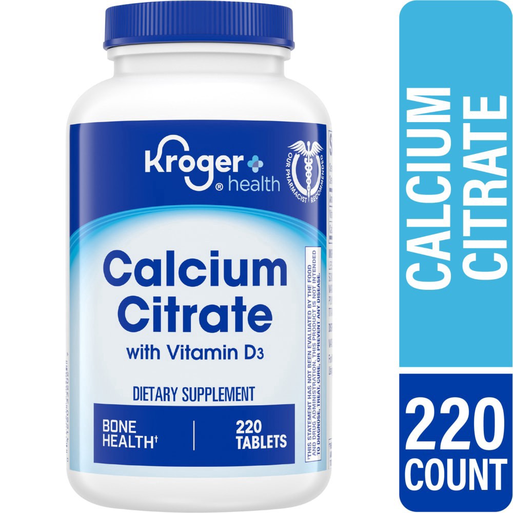 slide 2 of 3, Kroger Calcium Citrate + Vitamin D3 Dietary Supplement Tablets, 220 ct