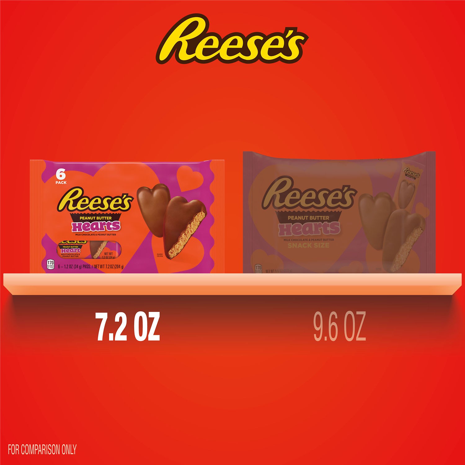 slide 6 of 8, REESE'S Milk Chocolate Peanut Butter Hearts Candy, Valentine's Day, 7.2 oz, Pack (6 Pack), 6 ct