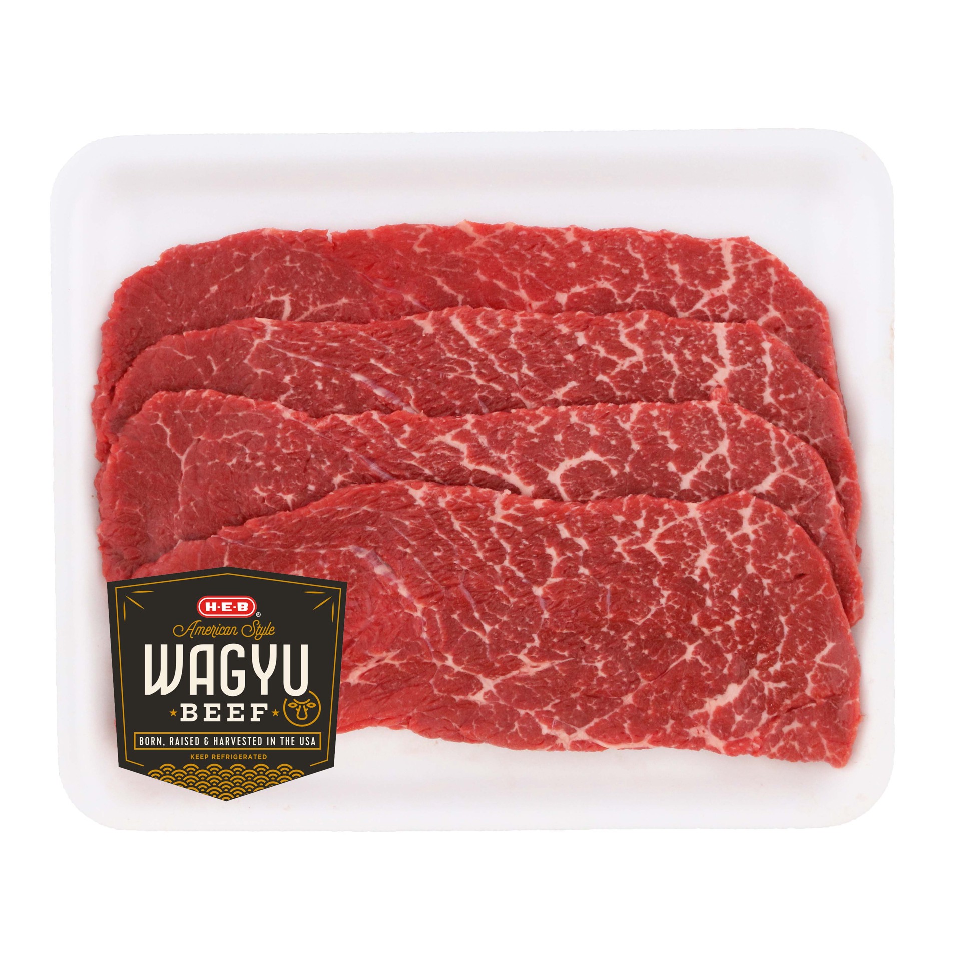 slide 1 of 1, H-E-B American Style Wagyu Beef Top Round Steaks, Value Pack, per lb