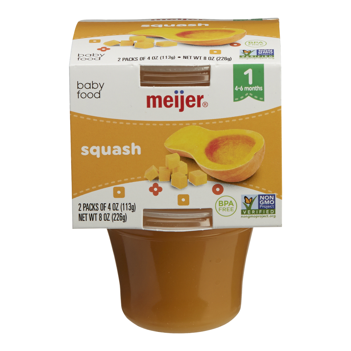 slide 1 of 5, Meijer Baby Food Squash of, 2 ct, 4 oz